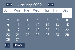 カレンダー（日付選択で閉じない）