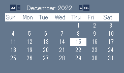 初期日付を設定したカレンダー